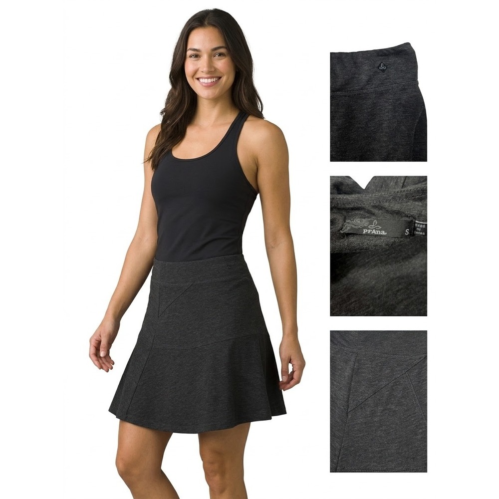 Prana Womens S Heathered Charcoal Grey Knit A Line Active Skort Skirt Stretch